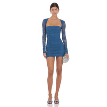 Load image into Gallery viewer, Lace Long Sleeve Bodycon in Blue