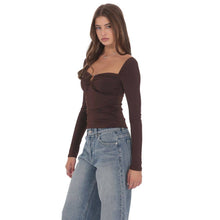 Load image into Gallery viewer, Embellished Long Sleeve Top in Chocolate