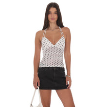 Load image into Gallery viewer, Mesh Polka Dot Halter Top in White