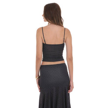 Load image into Gallery viewer, Polka Dot Ruched Bust Top in Black