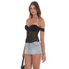 Load image into Gallery viewer, Off Shoulder Corset Bustier in Black