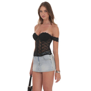Off Shoulder Corset Bustier in Black