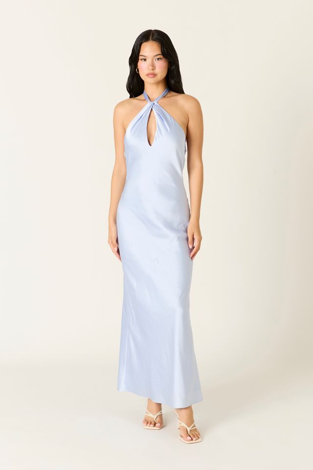 Julia Dress in slate blue at Miss Behavin'