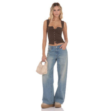 Load image into Gallery viewer, Ribbed Square Neck Top in Brown