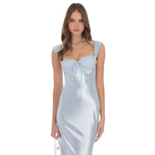 Load image into Gallery viewer, Satin Lace-Bust Maxi Dress in Light Blue