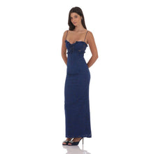 Load image into Gallery viewer, Lace Cutout Maxi Dress in Blue