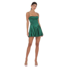 Load image into Gallery viewer, Satin V-Drop Waist Dress in Green