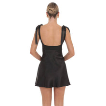 Load image into Gallery viewer, Pearl Cutout Satin Dress in Black