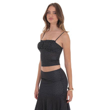 Load image into Gallery viewer, Polka Dot Ruched Bust Top in Black
