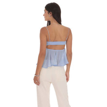 Load image into Gallery viewer, Sheen Front Tie Babydoll Top in Light Blue