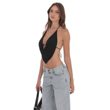 Load image into Gallery viewer, Draped Rhinestone Top in Black