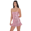 Sequin Ruffle Dress in Pink