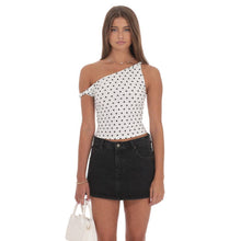 Load image into Gallery viewer, Polka Dot Off Shoulder Twist Top in White