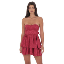 Load image into Gallery viewer, Jacquard Corset A-line Dress in Rose