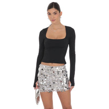 Load image into Gallery viewer, Circle Sequin Skirt in Silver