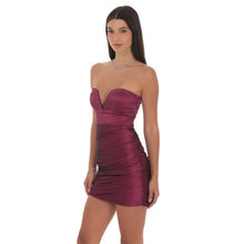 Load image into Gallery viewer, Strapless Sweetheart-Cut Dress in Plum