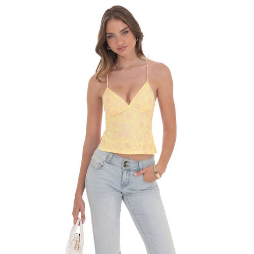 Open Back Lace Top in Yellow