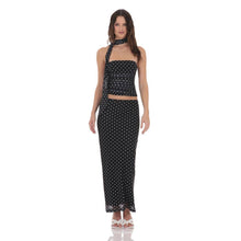 Load image into Gallery viewer, Scarf Polka Dot Mesh Tube Top in Black