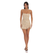 Load image into Gallery viewer, Sequin Ruffle Dress in Gold
