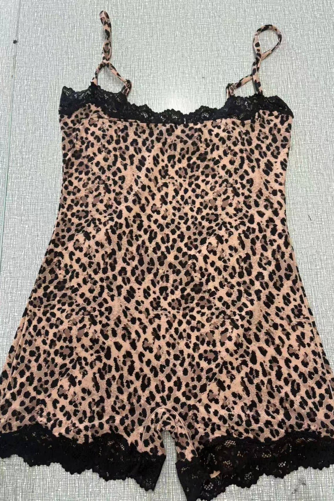 Butter Me Up Lace Onesie - Leopard