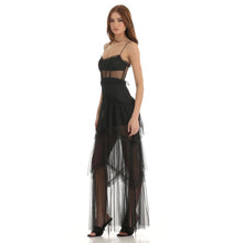 Load image into Gallery viewer, Mesh Corset Maxi Dress in Black