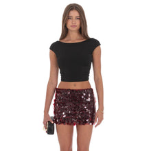 Load image into Gallery viewer, Circle Sequin Skirt in Maroon