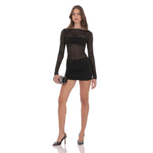 Load image into Gallery viewer, Sheer Striped Cutout Dress in Black