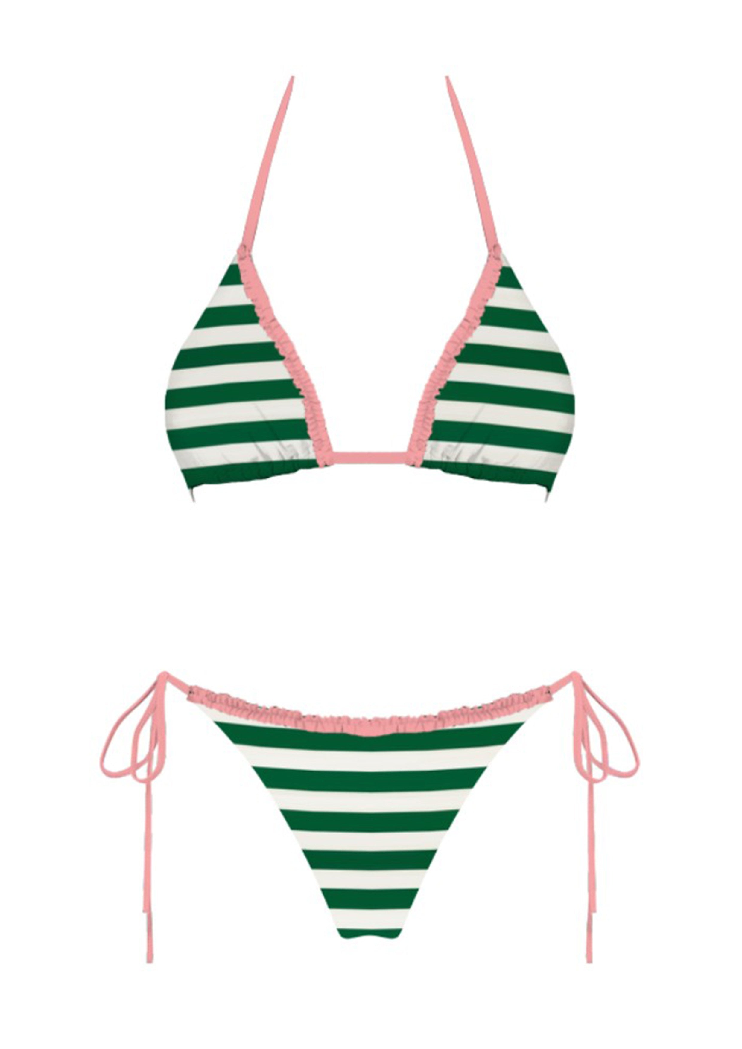 Harper Swimsuit in green stripe at Miss Behavin'