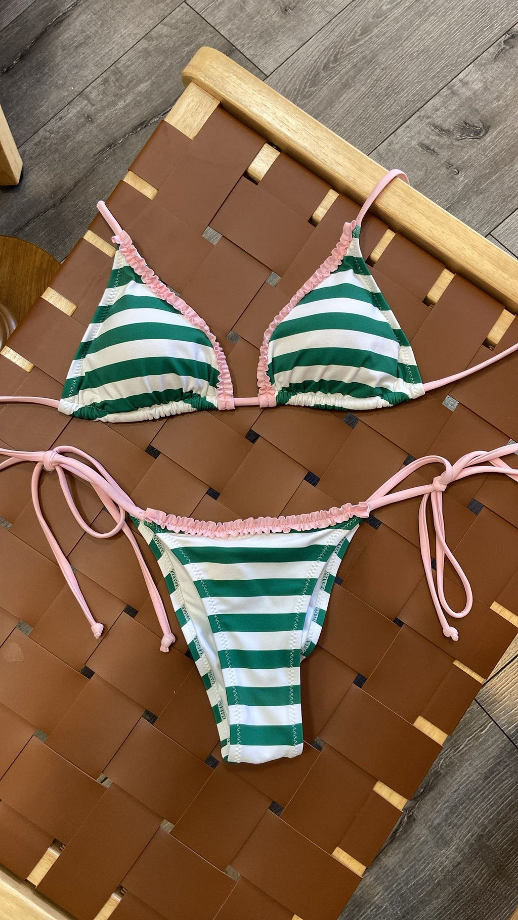 Harper Swimsuit in green stripe at Miss Behavin'