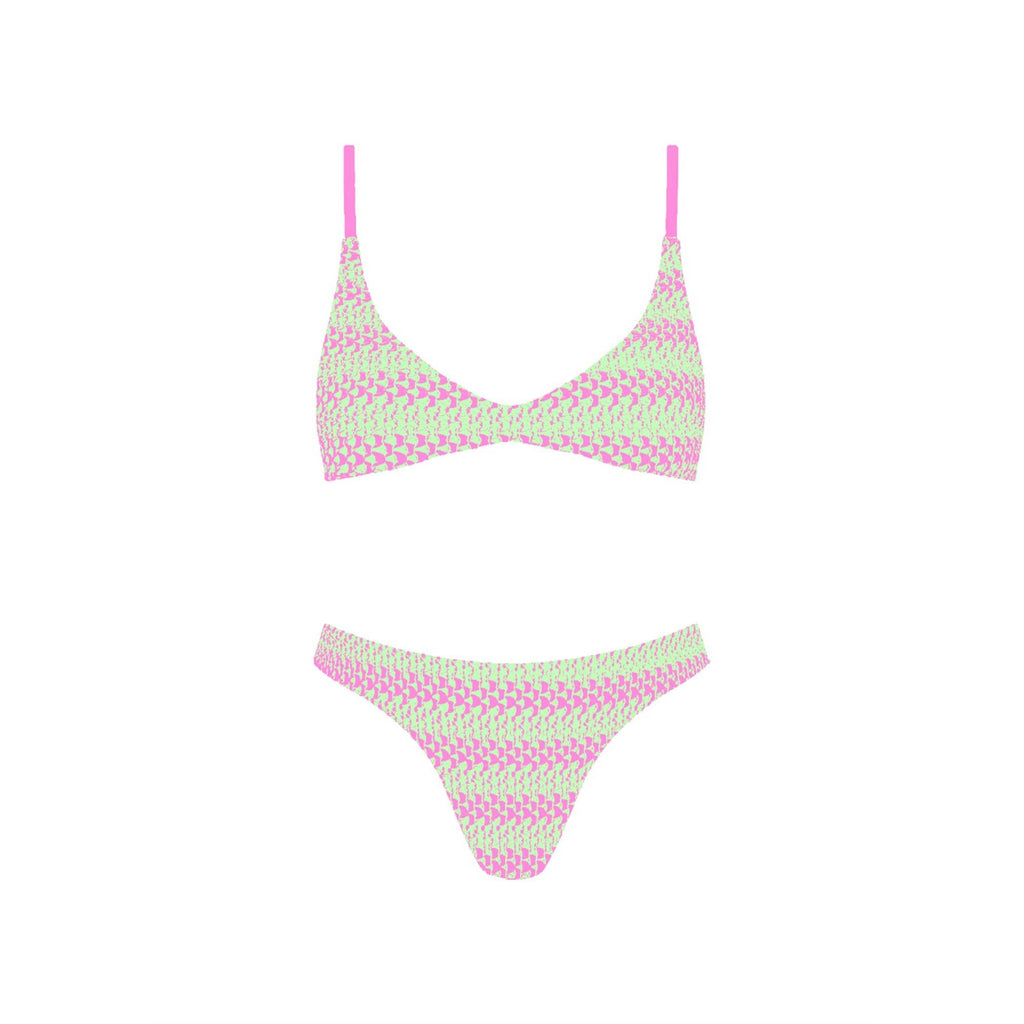 Teagan Bikini Set in green and pink at Miss Behavin'