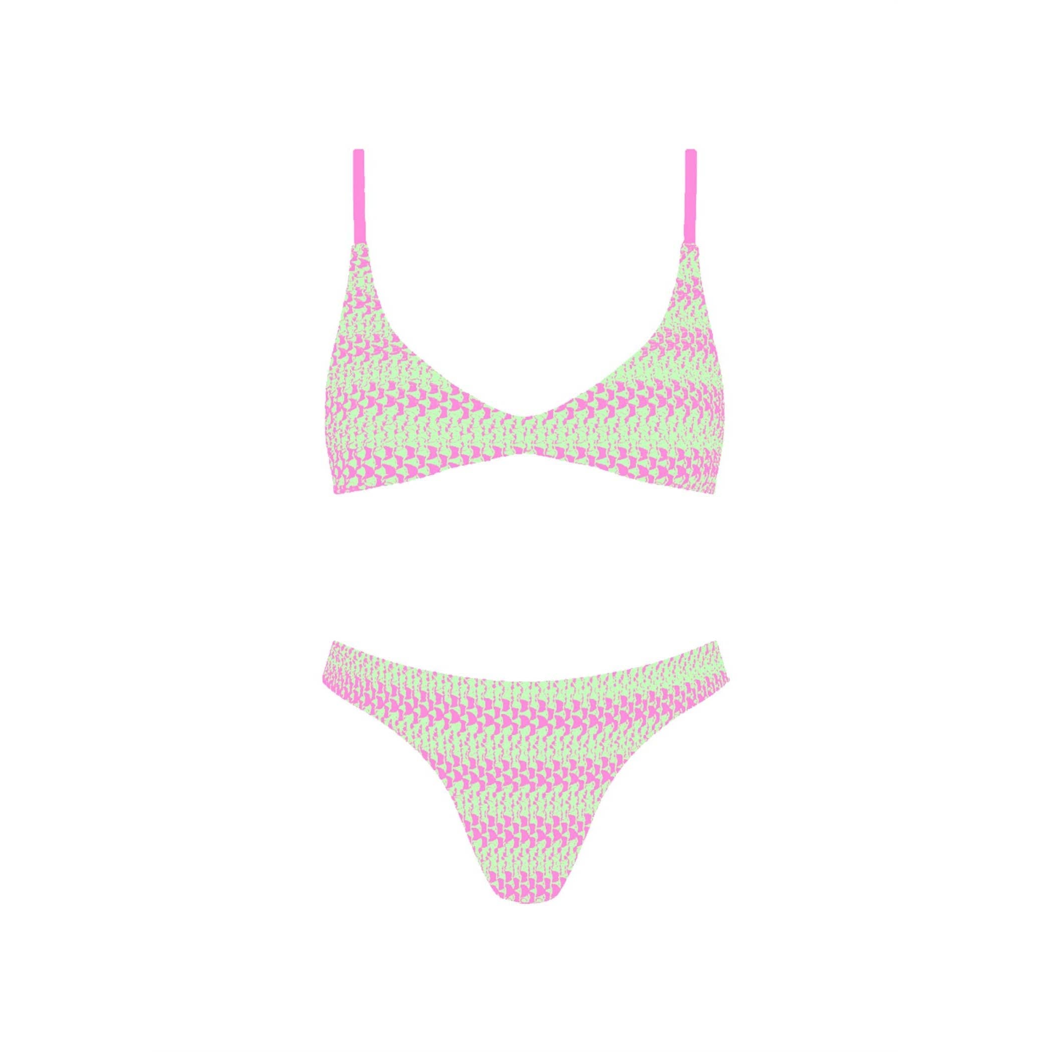 Teagan Bikini Set in green and pink at Miss Behavin'