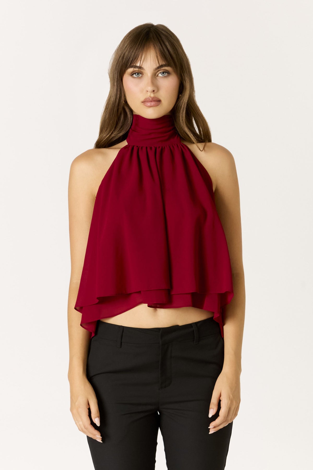 Willa Top in wine at Miss Behavin'