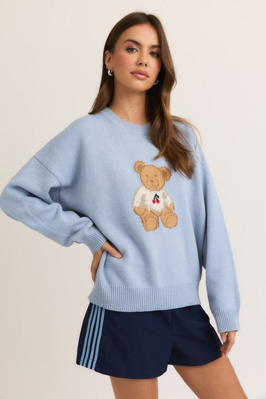 Cherry Sweater -Lt Blue