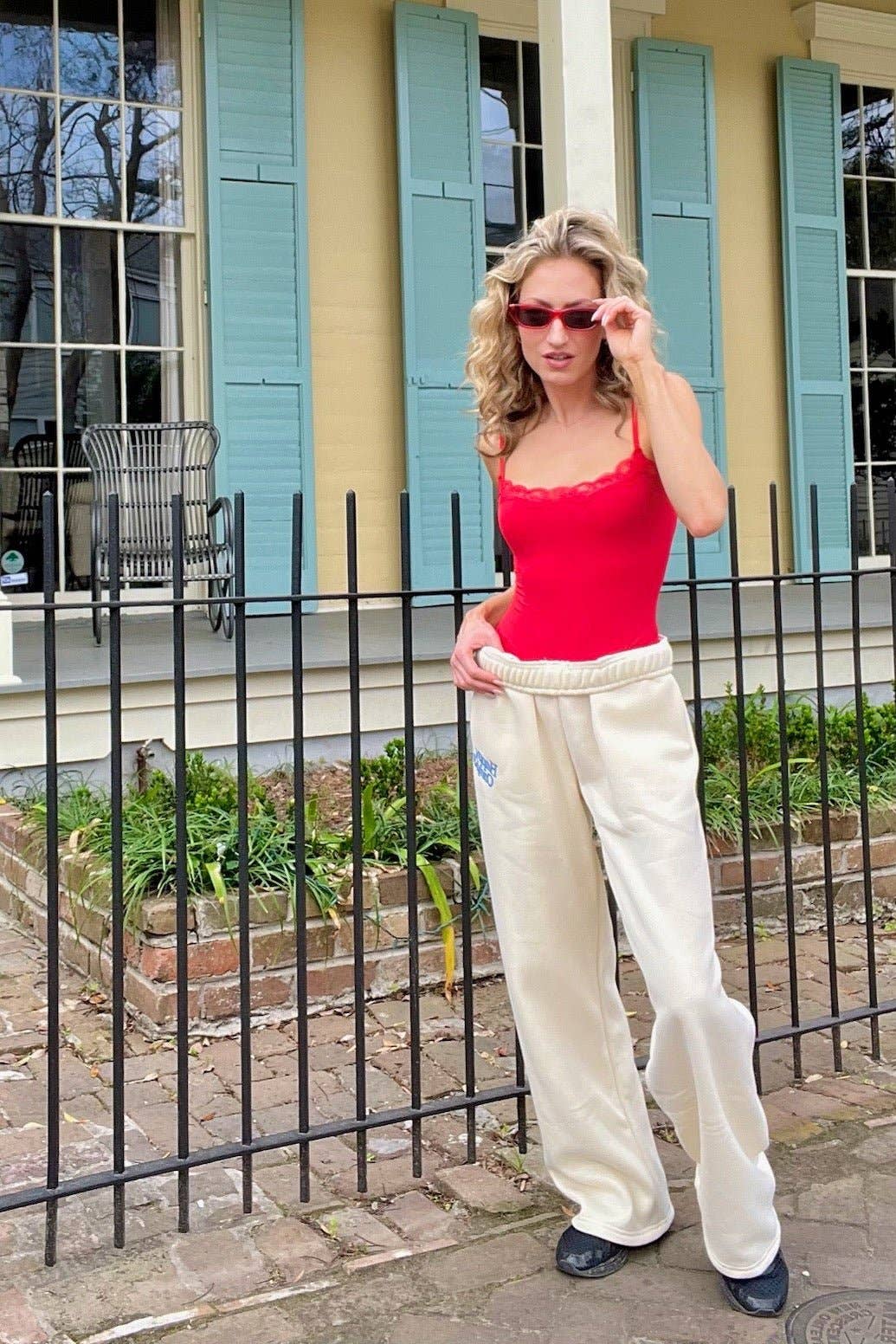 Shake Your Bon Bon Butter Me Up Lace Bodysuit in cherry at Miss Behavin'