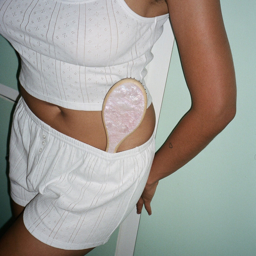 Emi Jay flat brush in Pink Sugar at Miss Behavin'