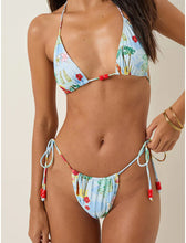Load image into Gallery viewer, Leyna Bikini Bottom In Bali Blue With Beads