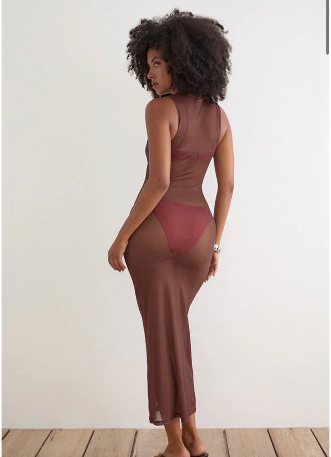 Fay Midi Dress- Brown With Blue Desert Rose