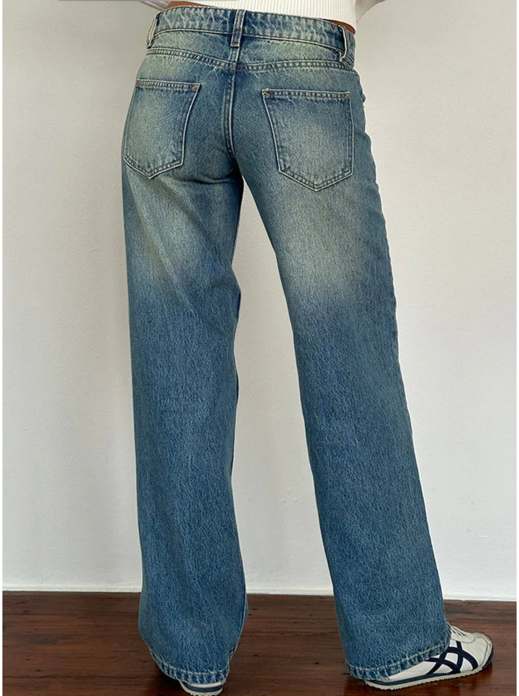 Low Rise Parallel Jeans - Vintage Blue Green