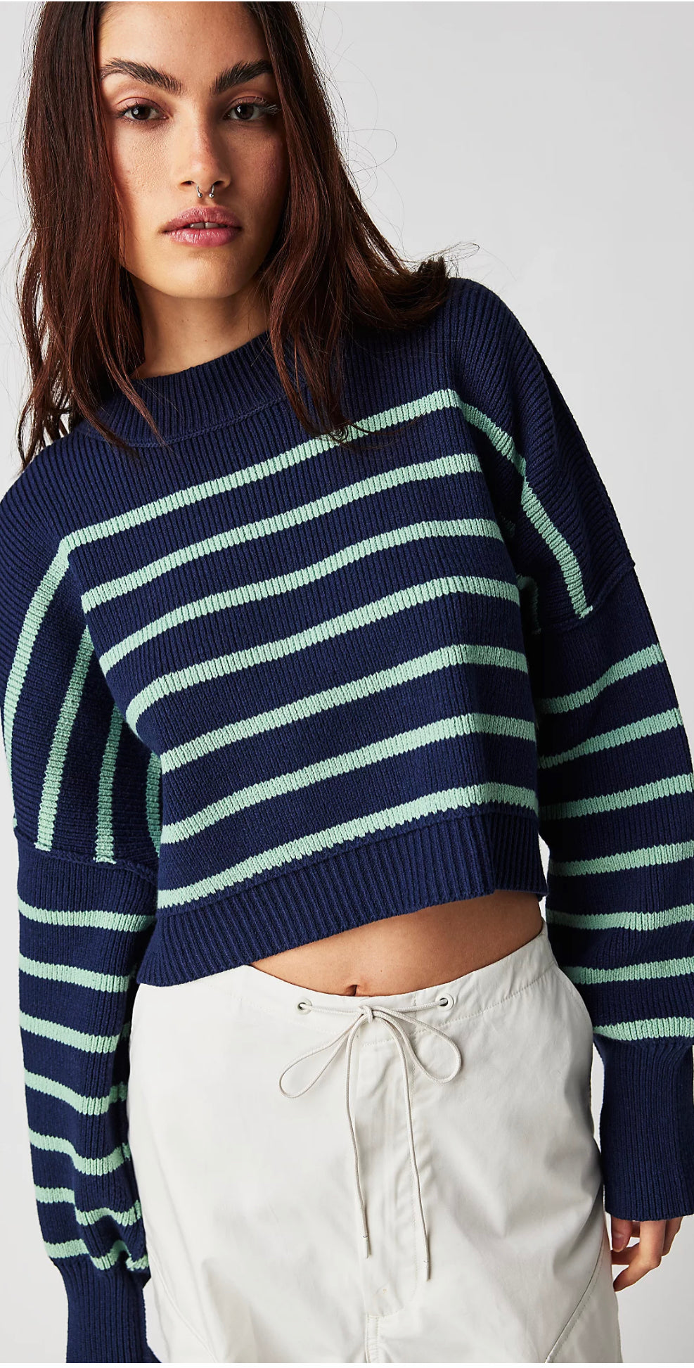 Easy Street Stripe Crop Pullover