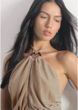 Load image into Gallery viewer, Karise Plunge Top In Glitter Lurex Mesh Cream