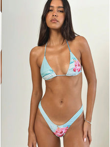 Farida Bikini Bottoms In Hibiscus Wave Blue