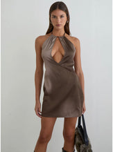 Load image into Gallery viewer, Veslina Mini Dress In Watercolour Warm Grey