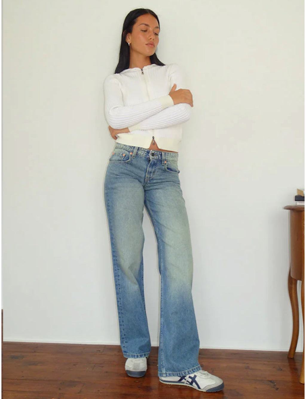 Low Rise Parallel Jeans - Vintage Blue Green