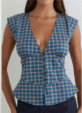 Load image into Gallery viewer, Devlon Blouse In Tartan Blue