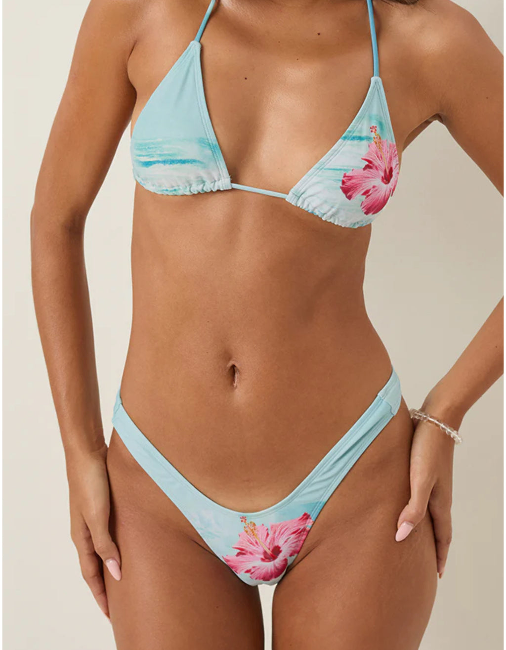 Farida Bikini Bottoms In Hibiscus Wave Blue