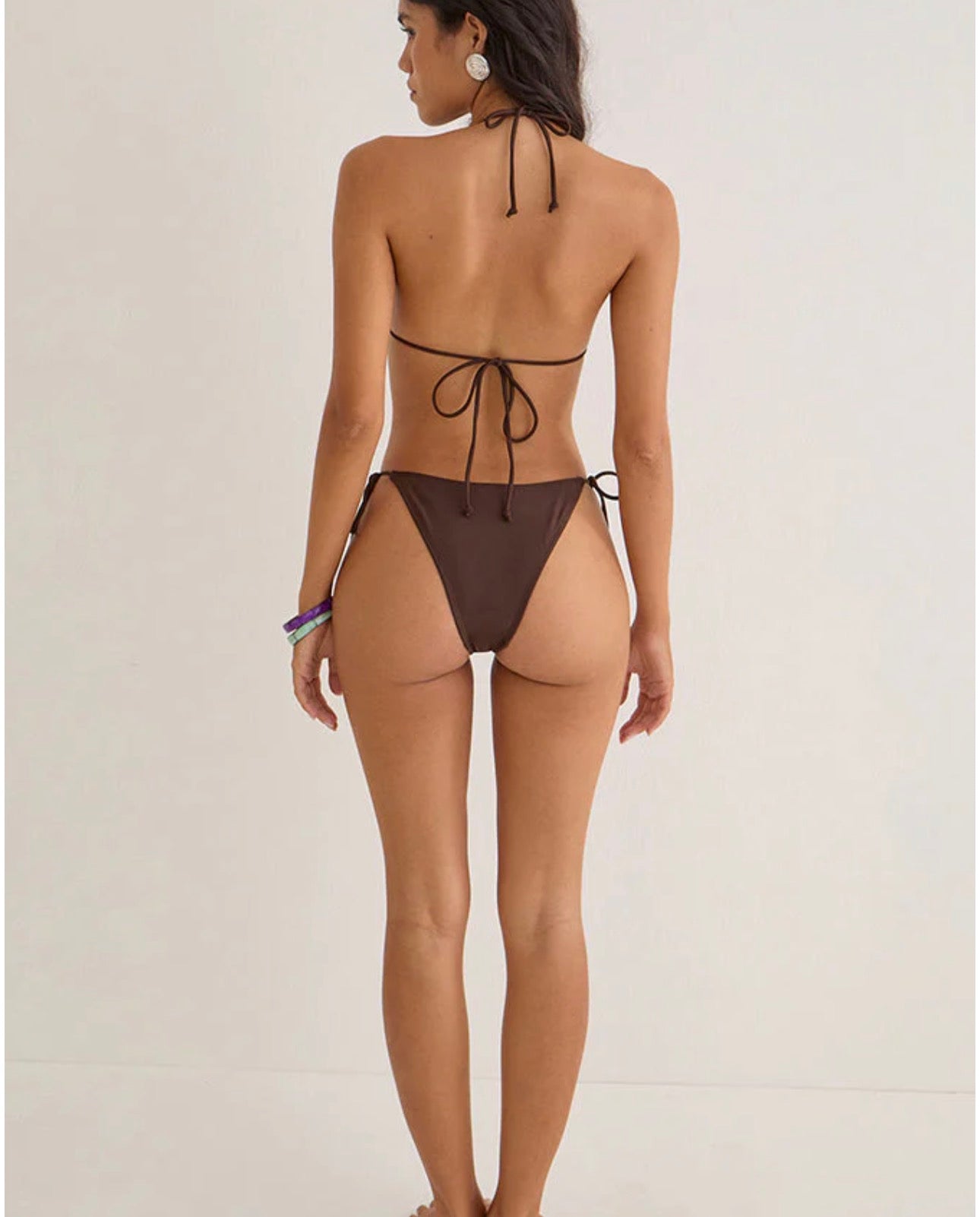 Lentra Bikini Bottom- Brown With Beads