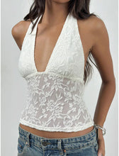 Load image into Gallery viewer, Cosimo Halterneck Top- Jacquard Knit Ivory