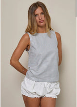 Load image into Gallery viewer, Pasila Top In Mini Gingham Blue And Grey