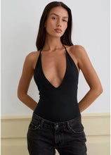 Load image into Gallery viewer, Kitty Deep Plunge Bodysuit In Black