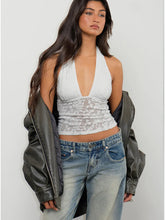 Load image into Gallery viewer, Cosimo Halterneck Top- Jacquard Knit Ivory
